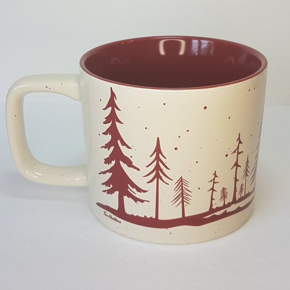 Tim Hortons 2019 Oversize Mug Teacup Elk Moose Deer Trees Winter Cream Red - Picture 6 of 12
